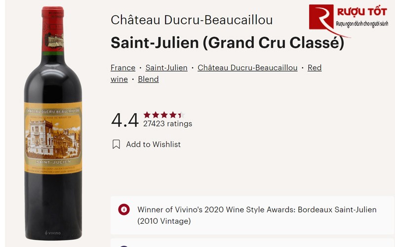 ảnh đánh giá Vang Pháp Chateau Ducru Beaucaillou Grand Cru Classe