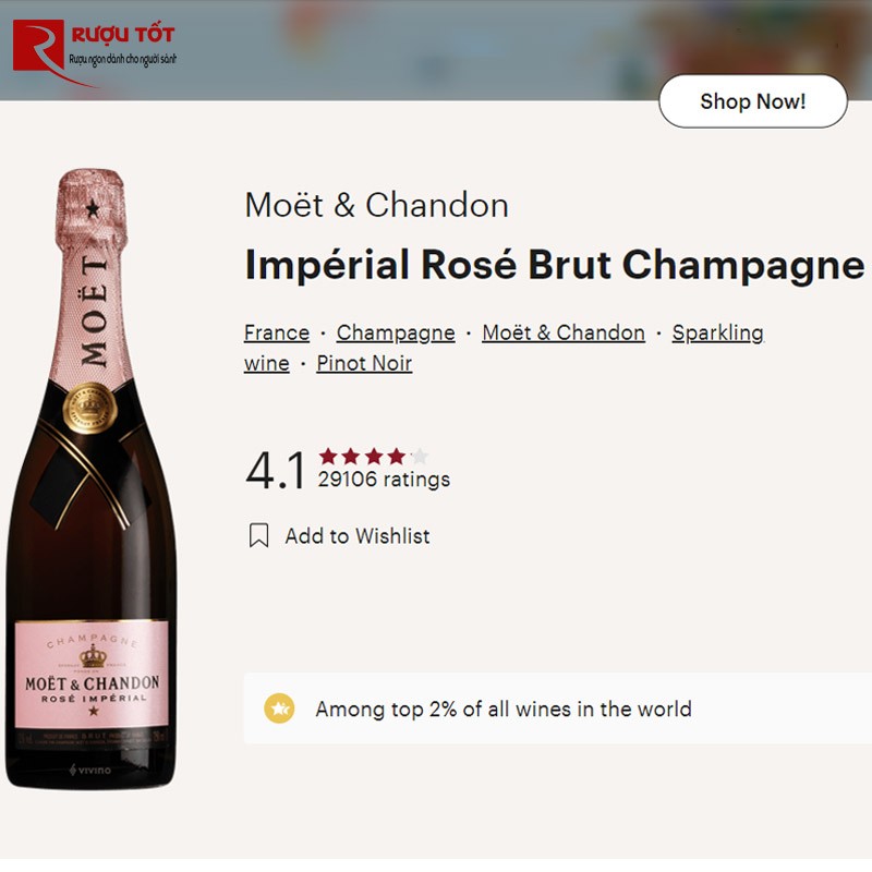 Đánh giá thật của người dùng về chai Champagne Moet & Chandon Rose Imperial