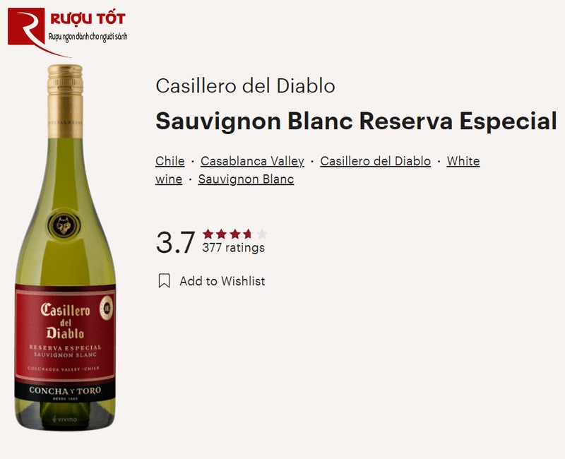 danh gia vivino casillero del diablo reserva especial sauvignon blanc