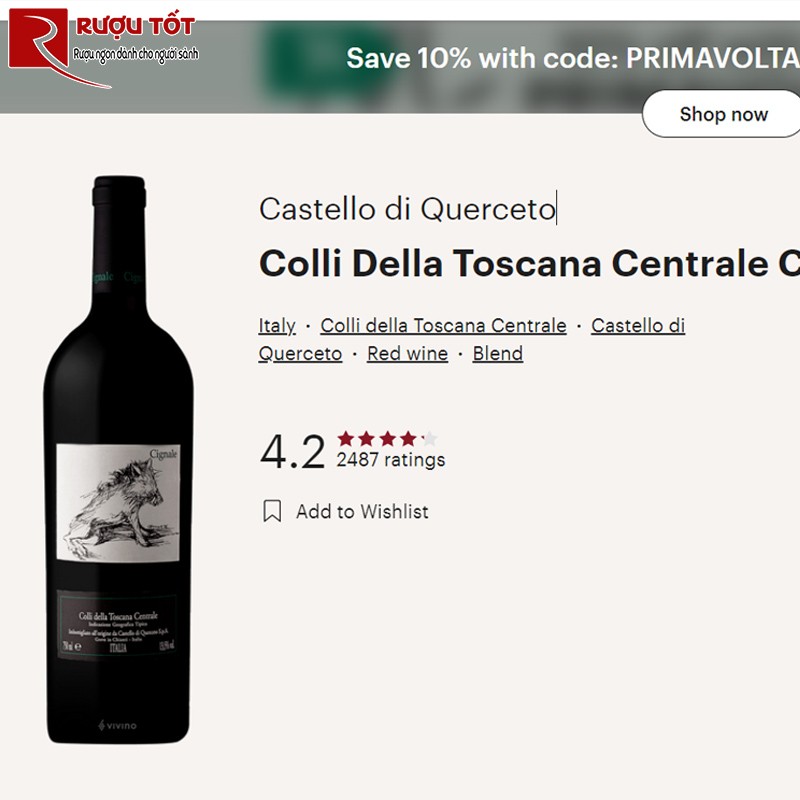 Điểm số Vivino của rượu vang Castello di Querceto Toscana Cignale