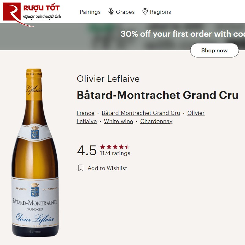 Điểm số Vivino và giải thưởng danh giá của Montrachet Grand Cru