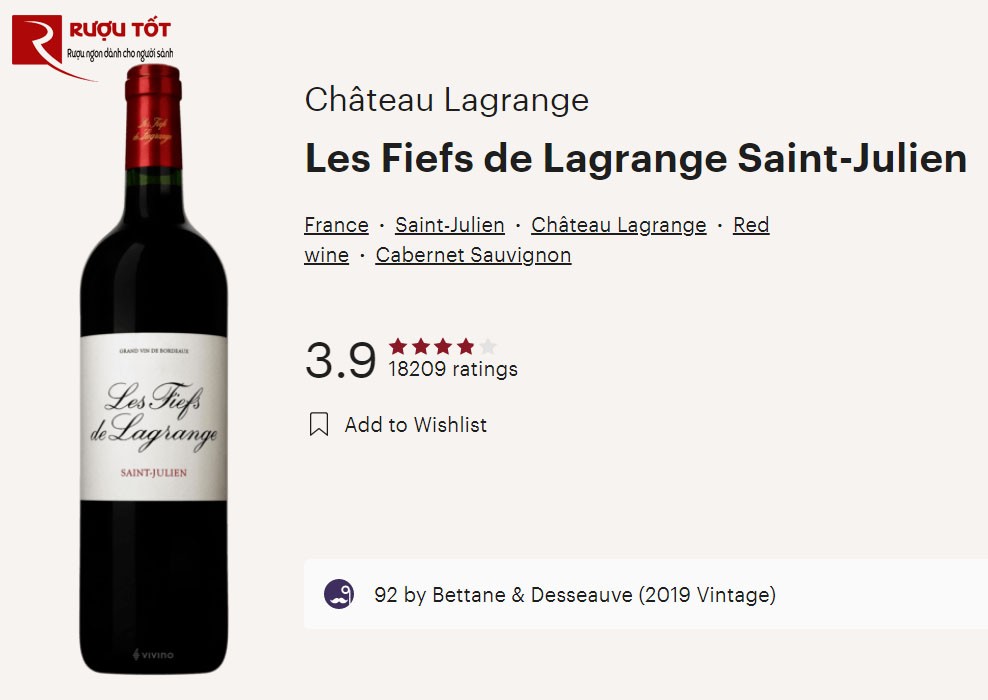 Điểm vivino của Les Fiefs de Lagrange