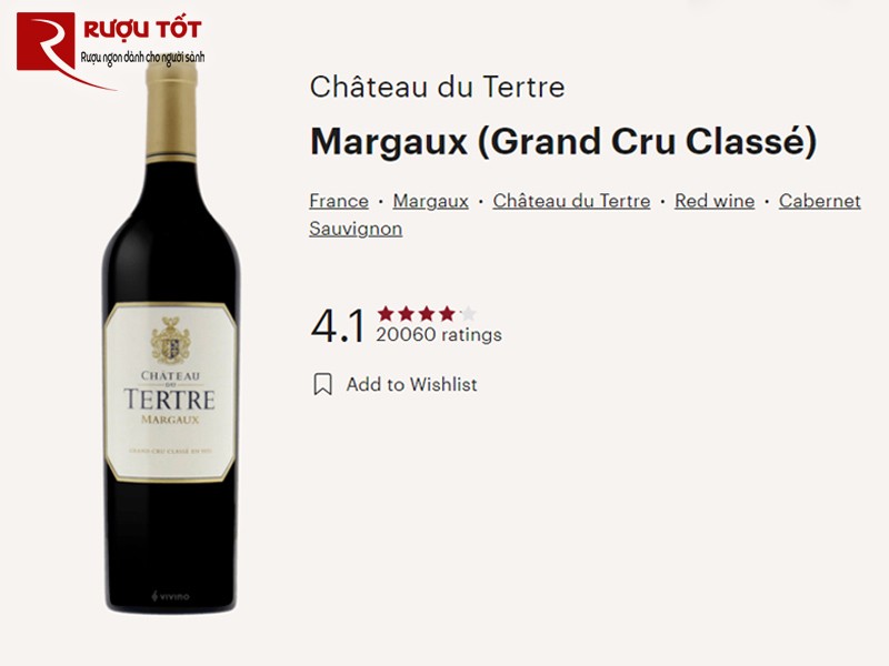 Điểm Vivino Vang Pháp Chateau du Tertre Margaux