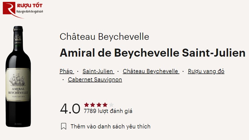 Rượu vang Amiral De Beychevelle