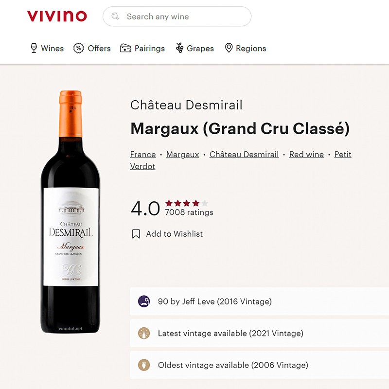 Rượu vang cao cấp Chateau Desmirail Margaux