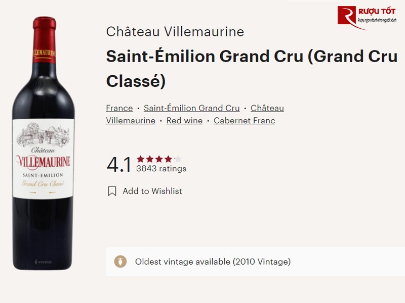 Vang Pháp Chateau VilleMaurine Grand Cru Classe