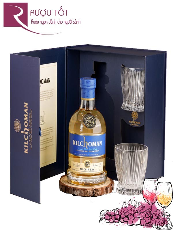 Rượu Kilchoman Machir Bay Hộp quà tặng 2 ly