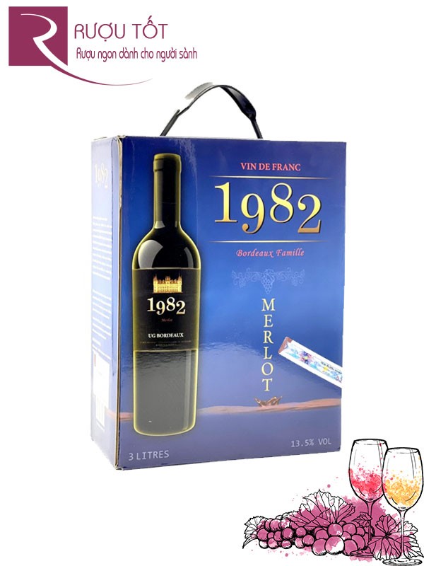 Vang Bịch Pháp 1982 Merlot 3L 13,5 độ Thơm Ngon