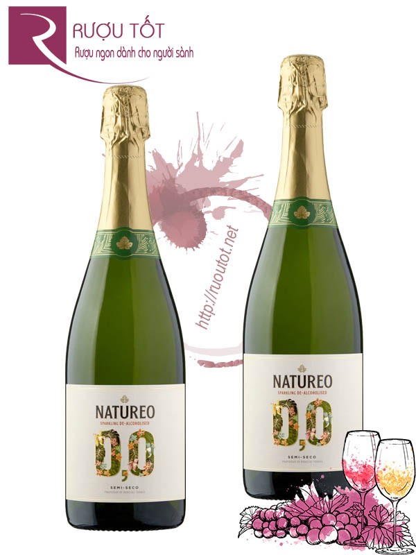 Rượu vang nổ Natureo Sparkling 0,0% Semi Seco Chính Hãng