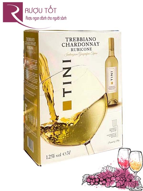 Rượu vang Tini Trebbiano Chardonnay Rubicone 3L