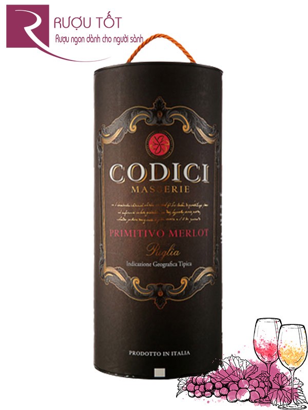 Vang Ý Codici Tarantino Primitivo Merlot bịch ống 3L