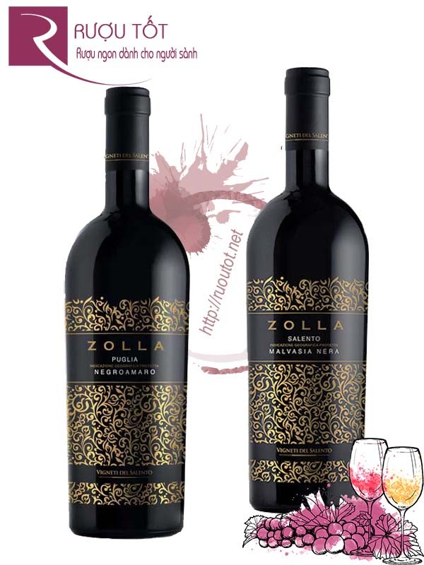 Vang Ý Zolla Malvasia Nera Salento đặc biệt 3 chai tặng 6 ly pha lê