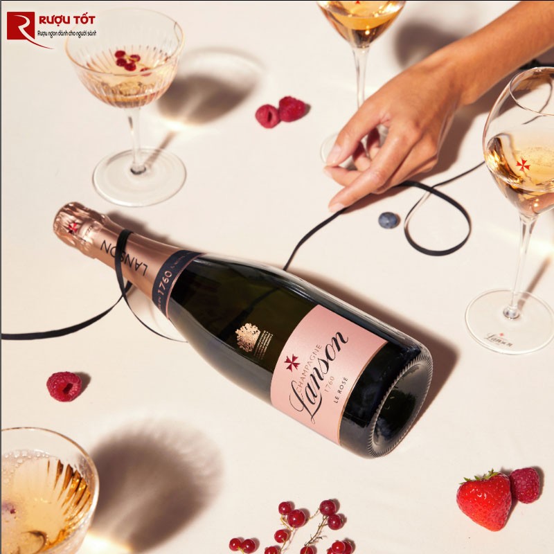 Rượu Champagne Lanson Rose Label Brut chính hãng