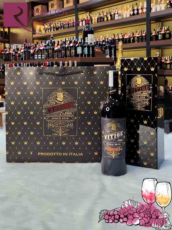 Hộp quà rượu vang Vitige Vino Rosso 15 độ Đẳng cấp