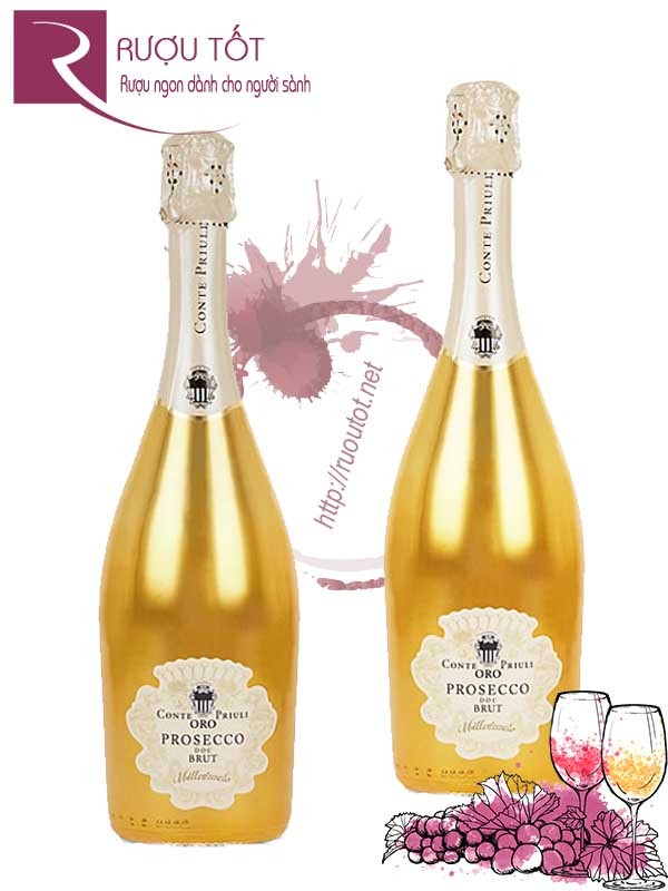 Vang nổ  Oro Prosecco Conte Priuli Brut cao cấp