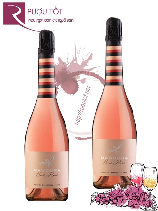 Vang nổ Chile Mancura Brut Rose Cao cấp