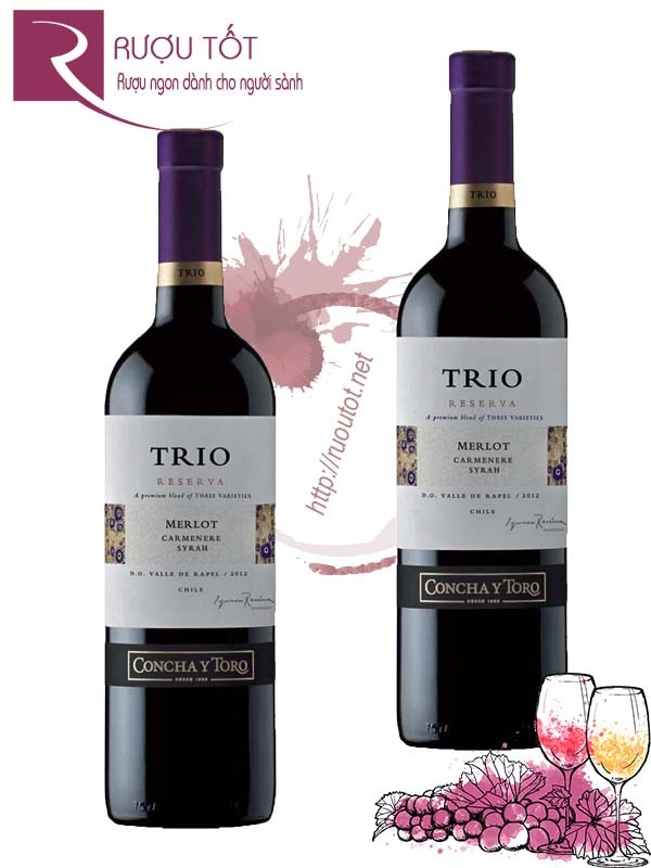 Vang Chile Trio Reserva Merlot Carmenere Syrah Cao cấp