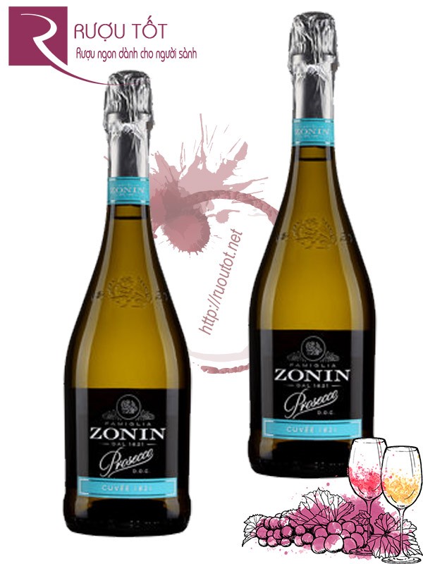 Vang sủi bọt Ý Prosecco Cuvee 1821 Zonin Thượng hạng