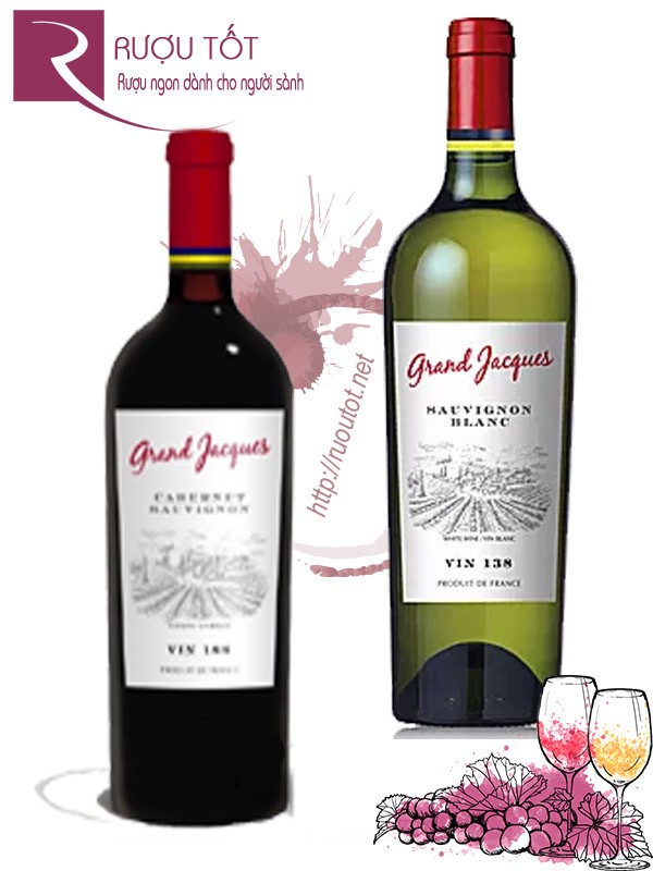 Vang Pháp Grand Jacques Sauvignon (Đỏ - Trắng) Thượng hạng