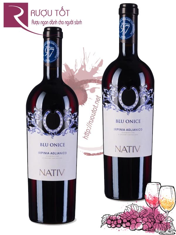 Vang Ý Nativ Blu Onice Irpinia Aglianico 97 điểm Thượng hạng