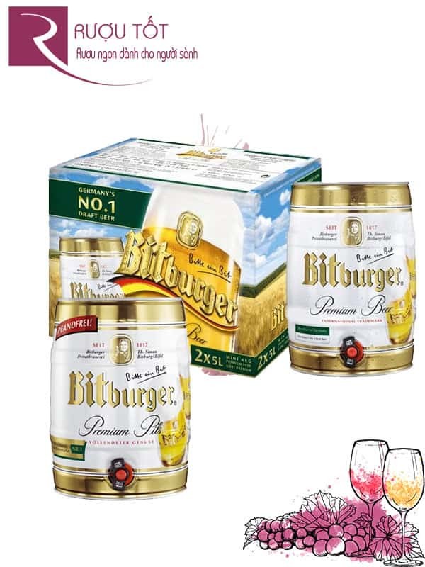 Bia Bitburger 5% Đức - Bom 5 l&iacute;t