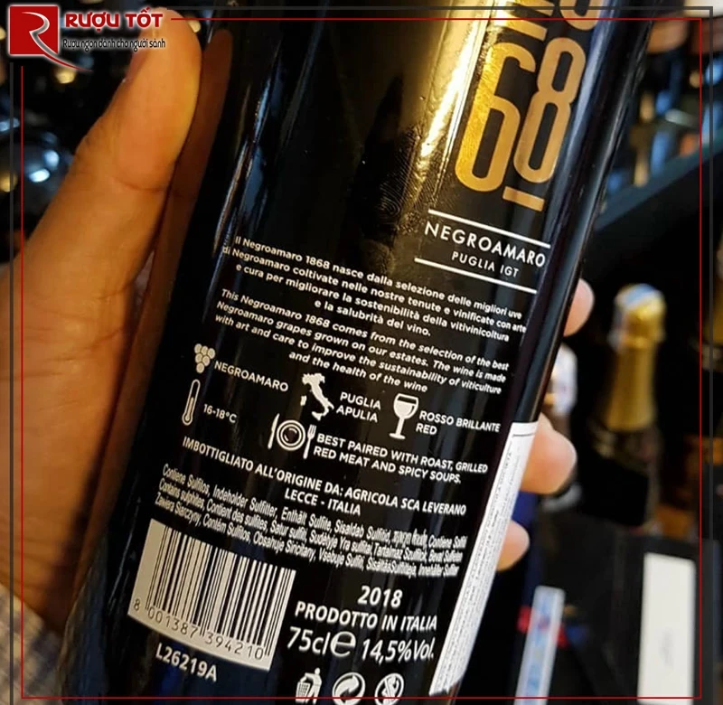 Rượu vang 1868 Negroamaro