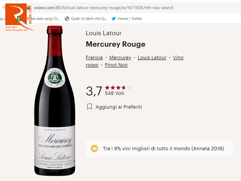 Rượu vang Pháp vang Mercurey Rouge Louis Latour