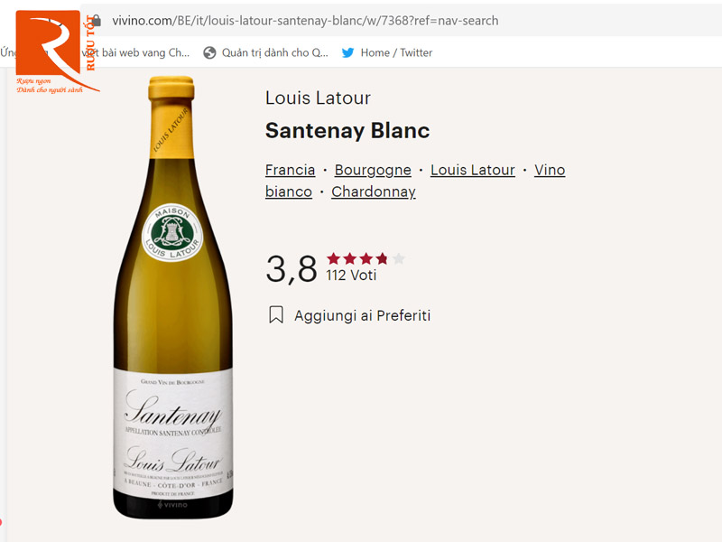 Rượu vang pháp Santenay Blanc Louis Latour