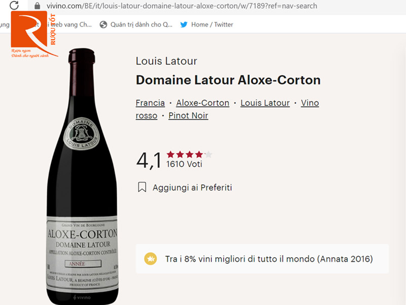 Rượu vang Aloxe Corton Domaine Latour