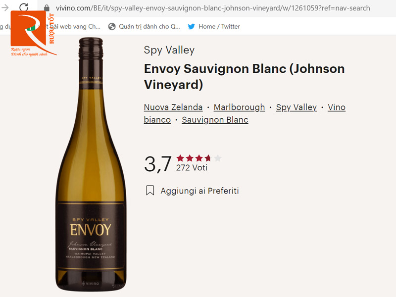 Rượu vang Envoy Spy Valley Sauvignon Blanc Marlborough