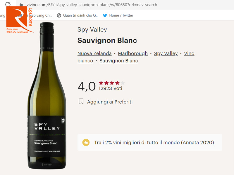 Rượu vang Spy Valley Sauvignon Blanc Marlborough