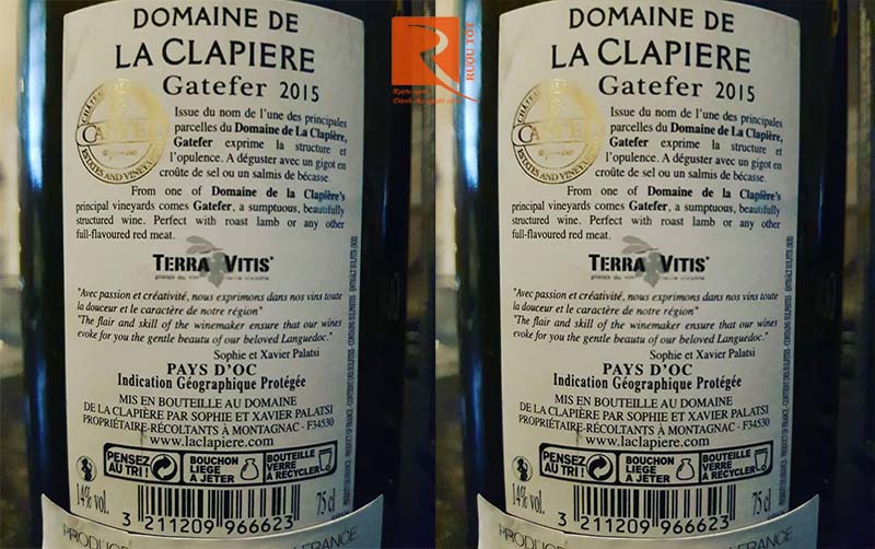 Rượu Vang Domaine de la Clapiere Gatefer 14,5%