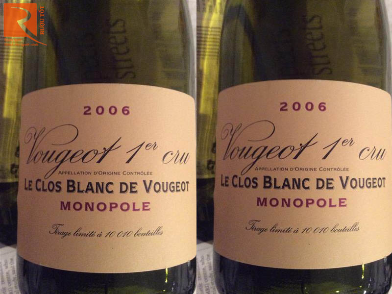 Rượu vang Pháp Vougeot 1st Cru Le Clos Blanc de Vougeot Monopole Gía rẻ