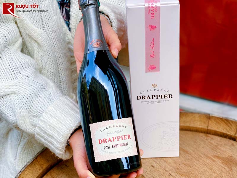 Rượu vang Pháp Champagne Drappier Rose Brut Nature