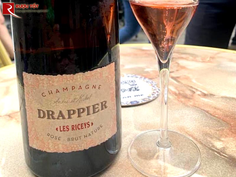 Rượu vang Pháp Champagne Drappier Les Riceys Rose Brut Nature