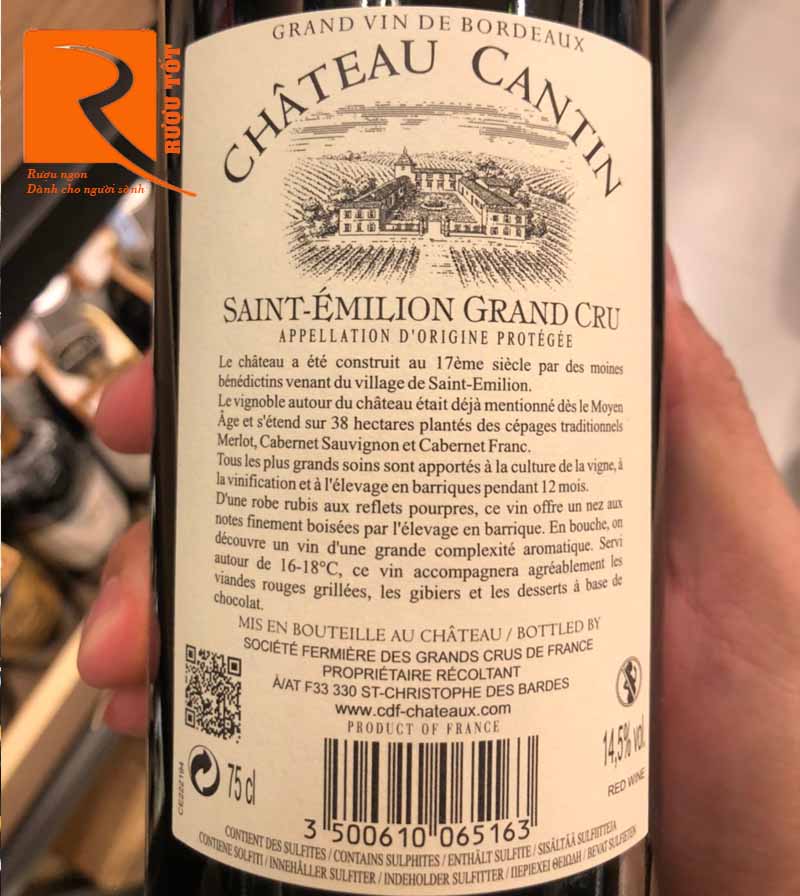 Rượu Vang Château Cantin Saint Emilion Grand Cru
