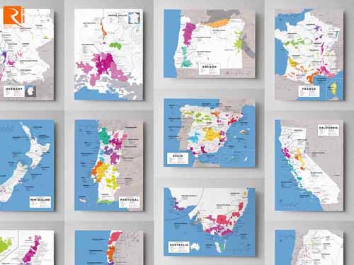 Bản đồ các vùng rượu vang trên thế giới.