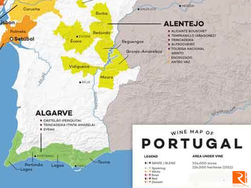 Bồ Đào Nha có những loại rượu vang gì theo khu vực sản xuất?
