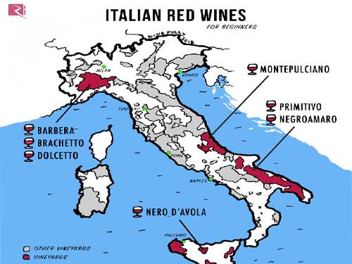 Các loại rượu vang đỏ tốt nhất của Ý cho người mới.