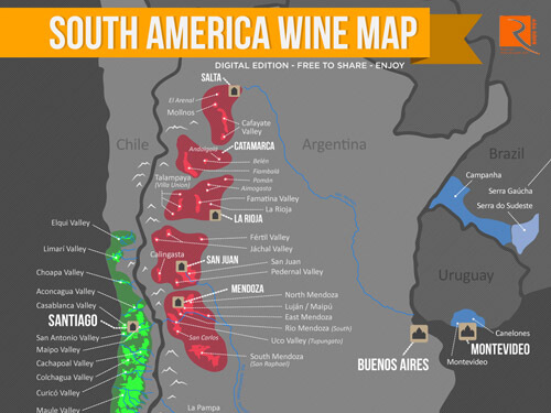 Bản đồ khu vực rượu vang Nam Mỹ mà bạn nên biết.