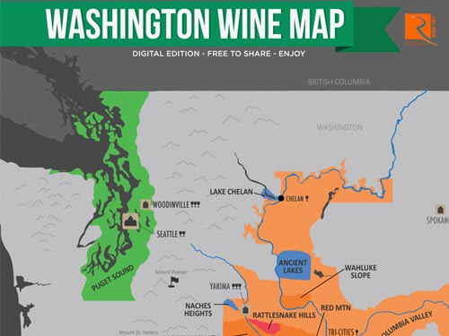 Bản đồ vùng rượu vang Washington chi tiết.