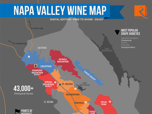 Khám phá bản đồ vùng rượu vang Napa đơn giản.