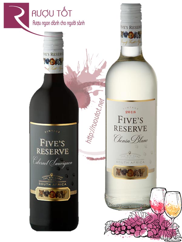 Rượu vang Fives Reserve (đỏ-trắng) Nam Phi giá tốt
