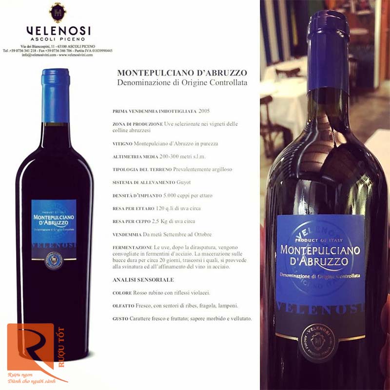 Rượu Vang Velenosi Montepulciano d’Abruzzo