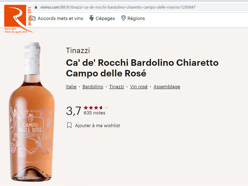 Rượu vang Campo Delle Rose Tinazzi Ca' de' Rocchi 12,5%