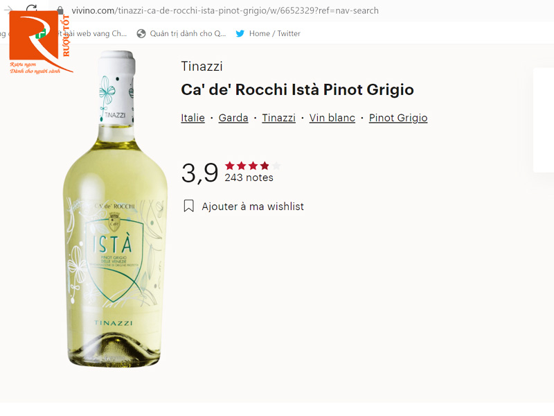 Vang Ý Istà Pinot Grigio Delle Venezie Tinazzi