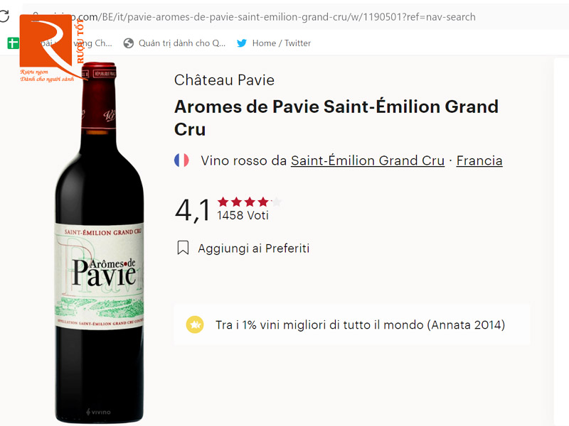 Vang Pháp Aromes de Pavie Saint Emilion Grand Cru