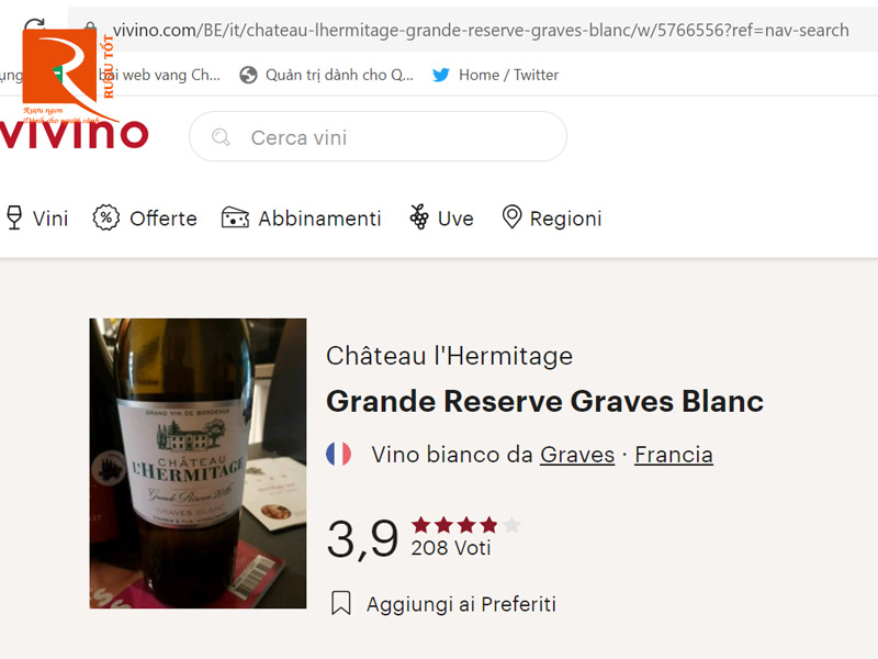 Rượu vang Pháp Chateau L'Hermitage Grande Reserve Graves Blanc