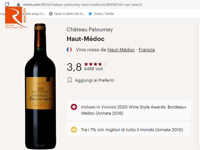 Rượu vang Pháp Chateau Paloumey Cru Bourgeois Haut Medoc