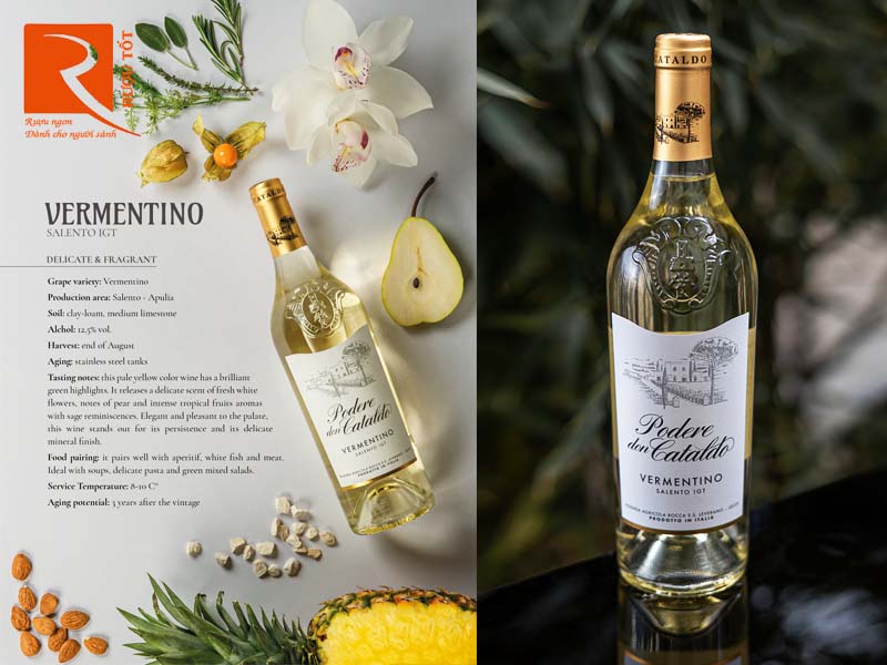 Vang Ý Podere Don Cataldo Vermentino Salento IGT